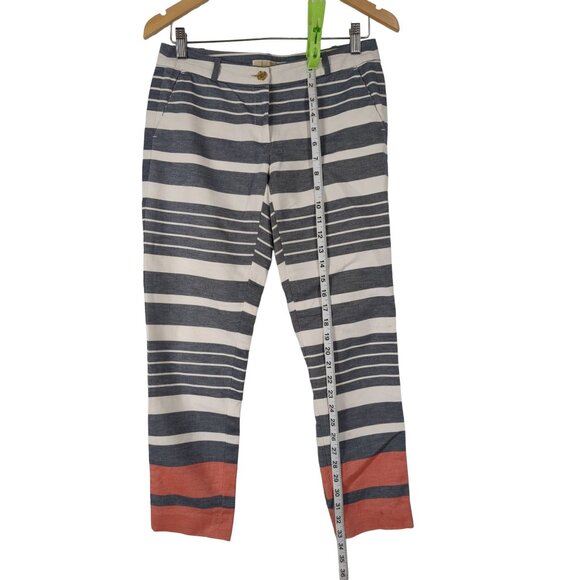 Michael Michael Kors Pants Womens 2 Blue White Stripe Tapered Leg Nautical Coast - Picture 8 of 8